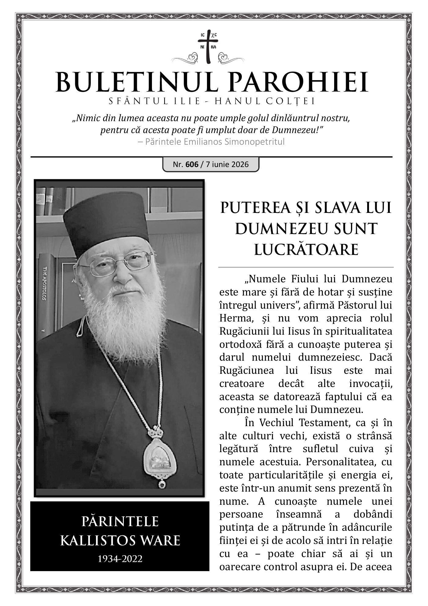 Pagina întâi a numărului 606