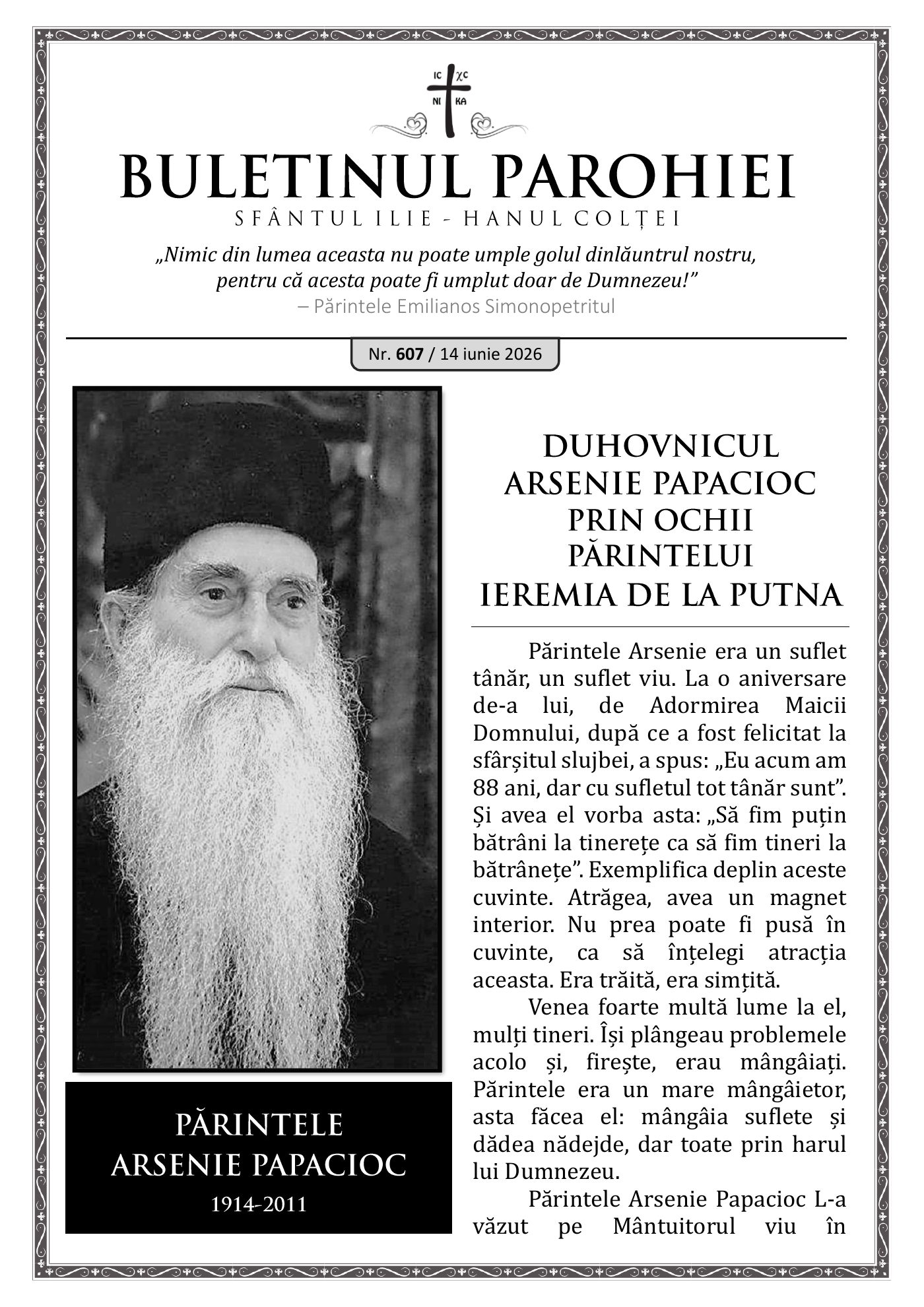 Pagina întâi a numărului 607