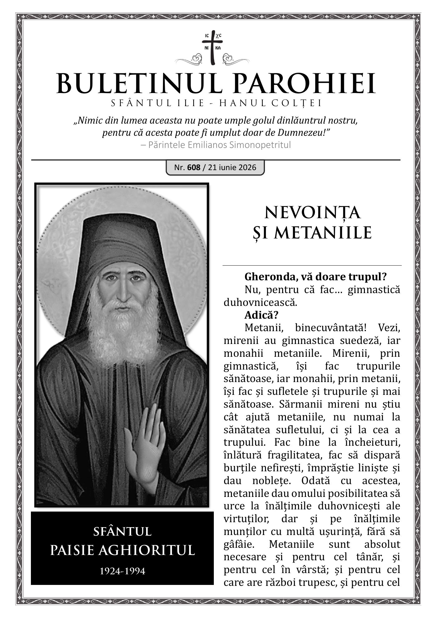 Pagina întâi a numărului 608